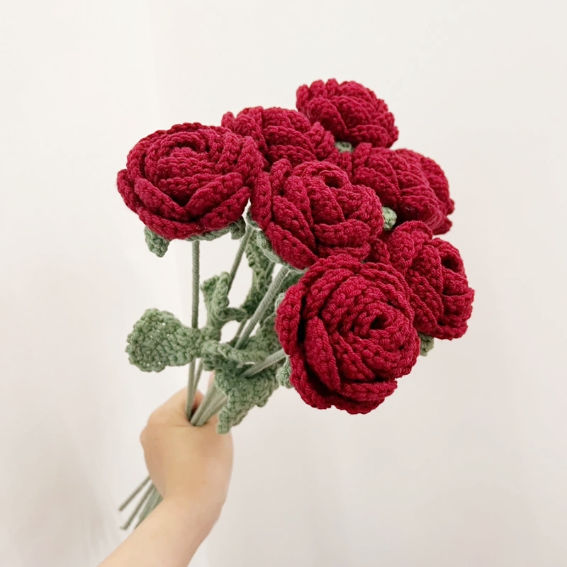 🔥Last Day 50% Off🔥Handmade Knitted Rose,Artficial rose faux flowers,Gift For Her,Present Accessories🌹