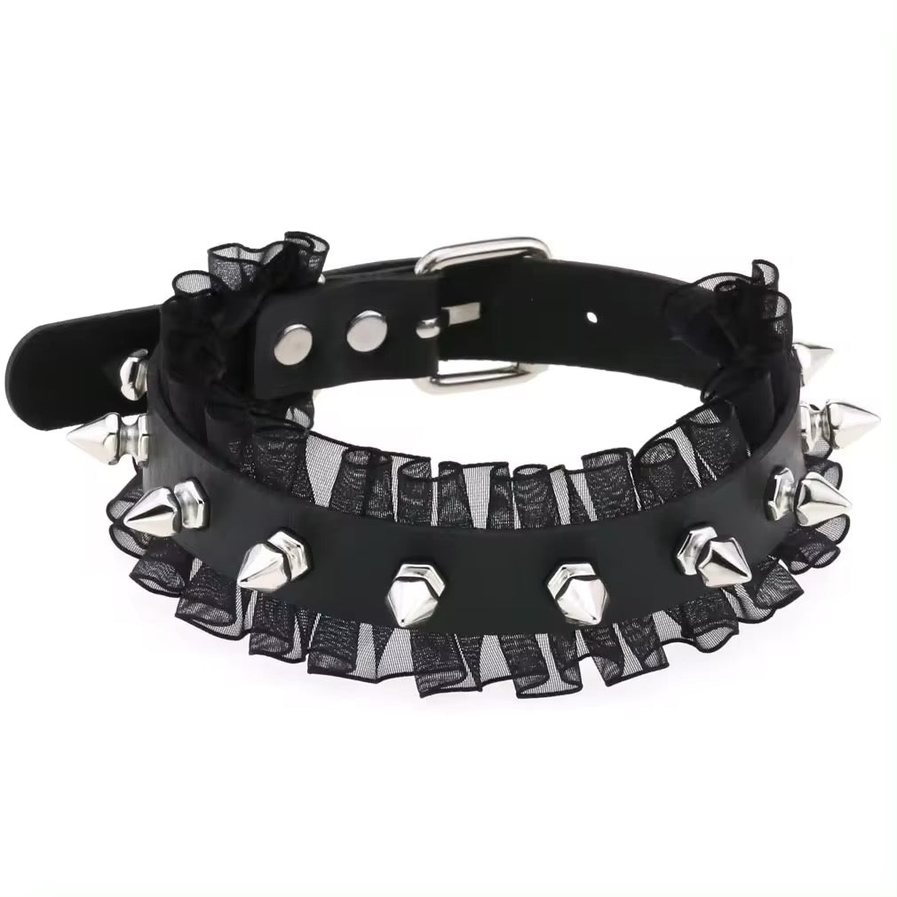 Black Punk Leather Chokers