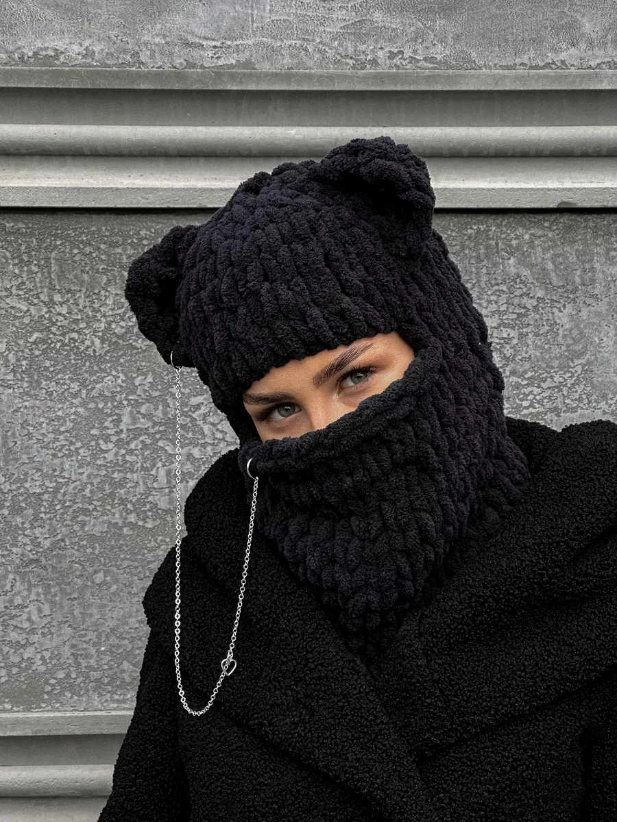 💖 Valentine's Day Sale 49% OFF 💖 Plush Chunky Knit Balaclava with Ears(Including Chain & Pendant)