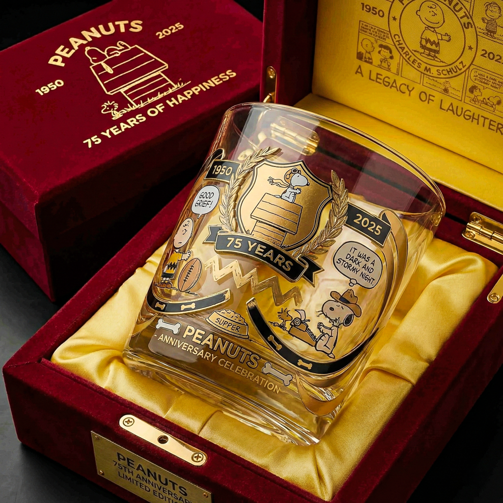 Peanuts 75th Anniversary Collectible Whiskey Glass