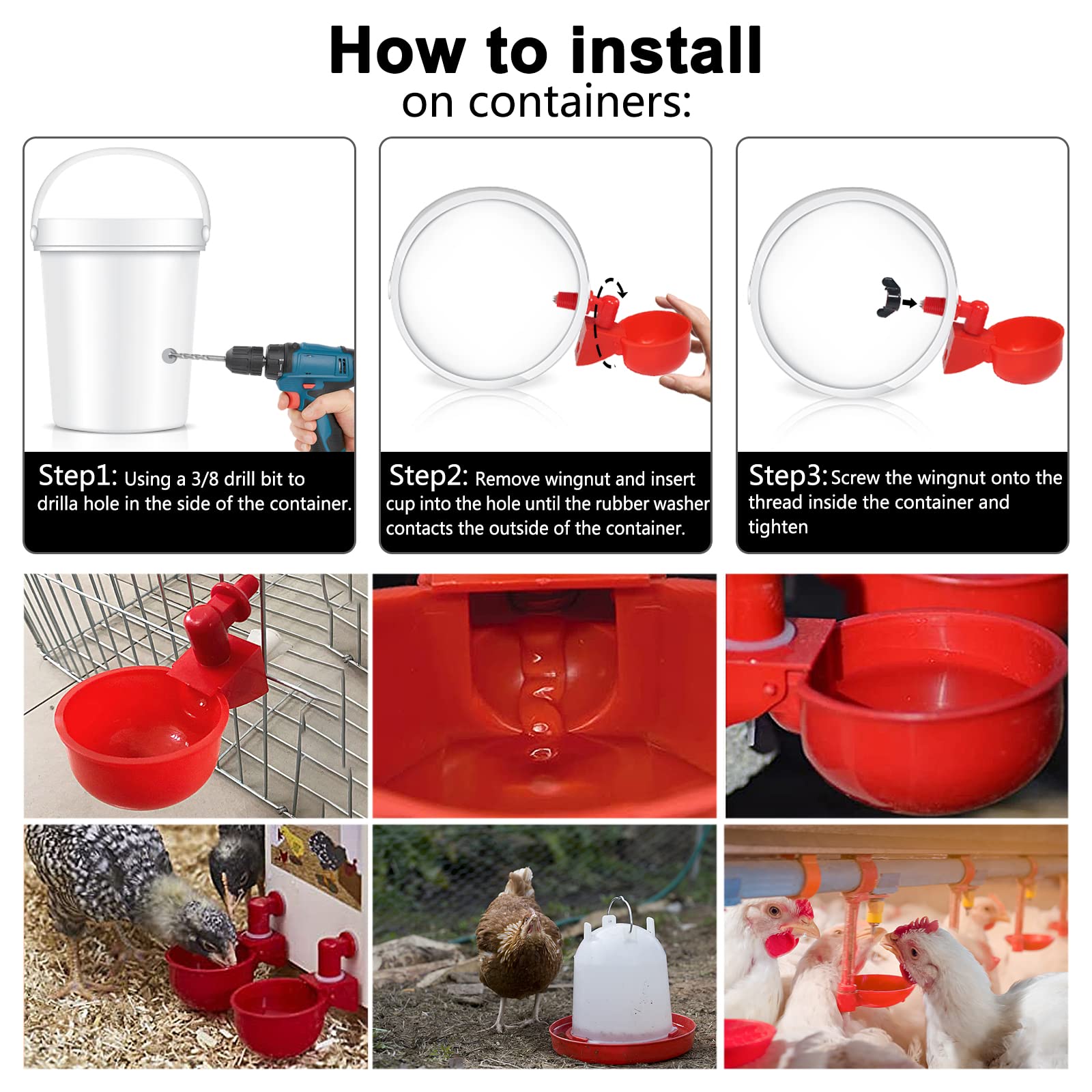 (🔥Last Day Promotion-SAVE 65% OFF)🔥Automatic Chicken Water Cup Waterer Kit -BUY 10 GET 10 FREE & FREE SHIPPING