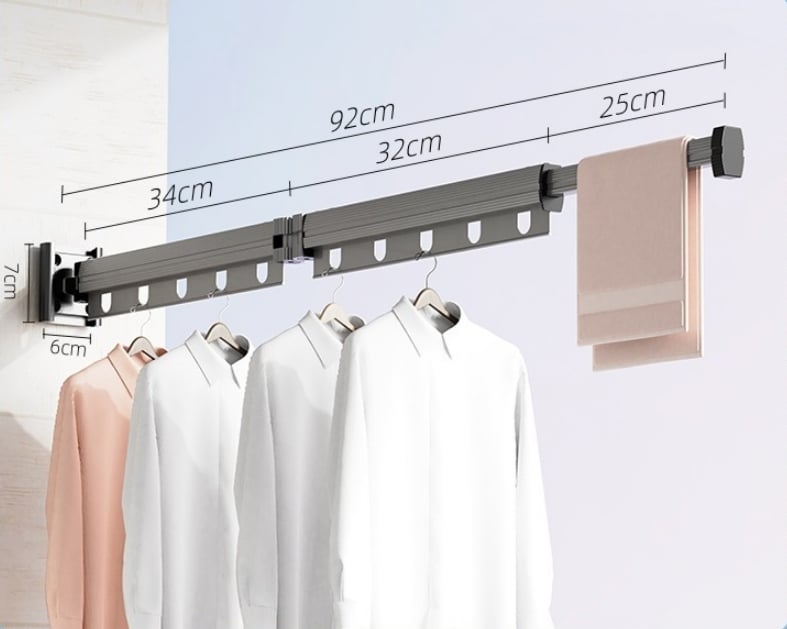 [Ready to use] Suction Cup Wall Mount Folding Clothes Drying Rack