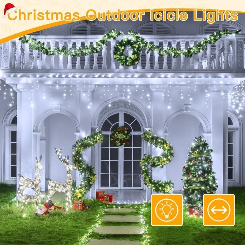 🏆Flash Sale⚡Icicle Lights for Outside 486LED with Remote 8Modes Timers Waterproof, Plug in Connectable