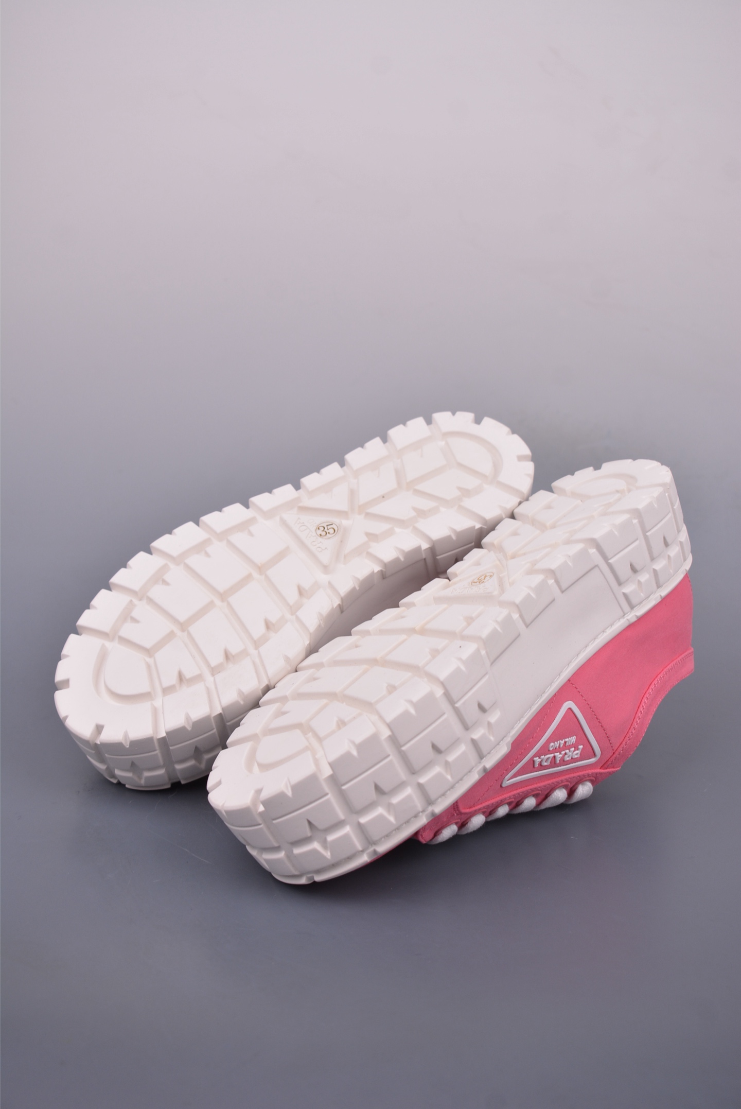 Prada Nylon Gabardine Low Sneakers Canvas Pink White SPAZZOL