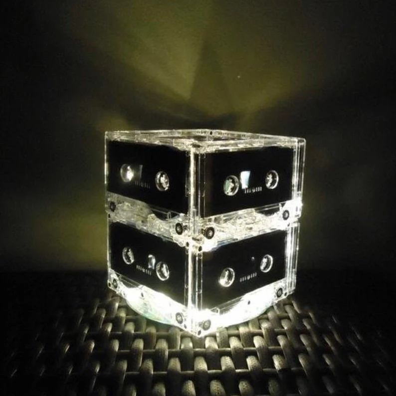 Retro rock cassette night light decor