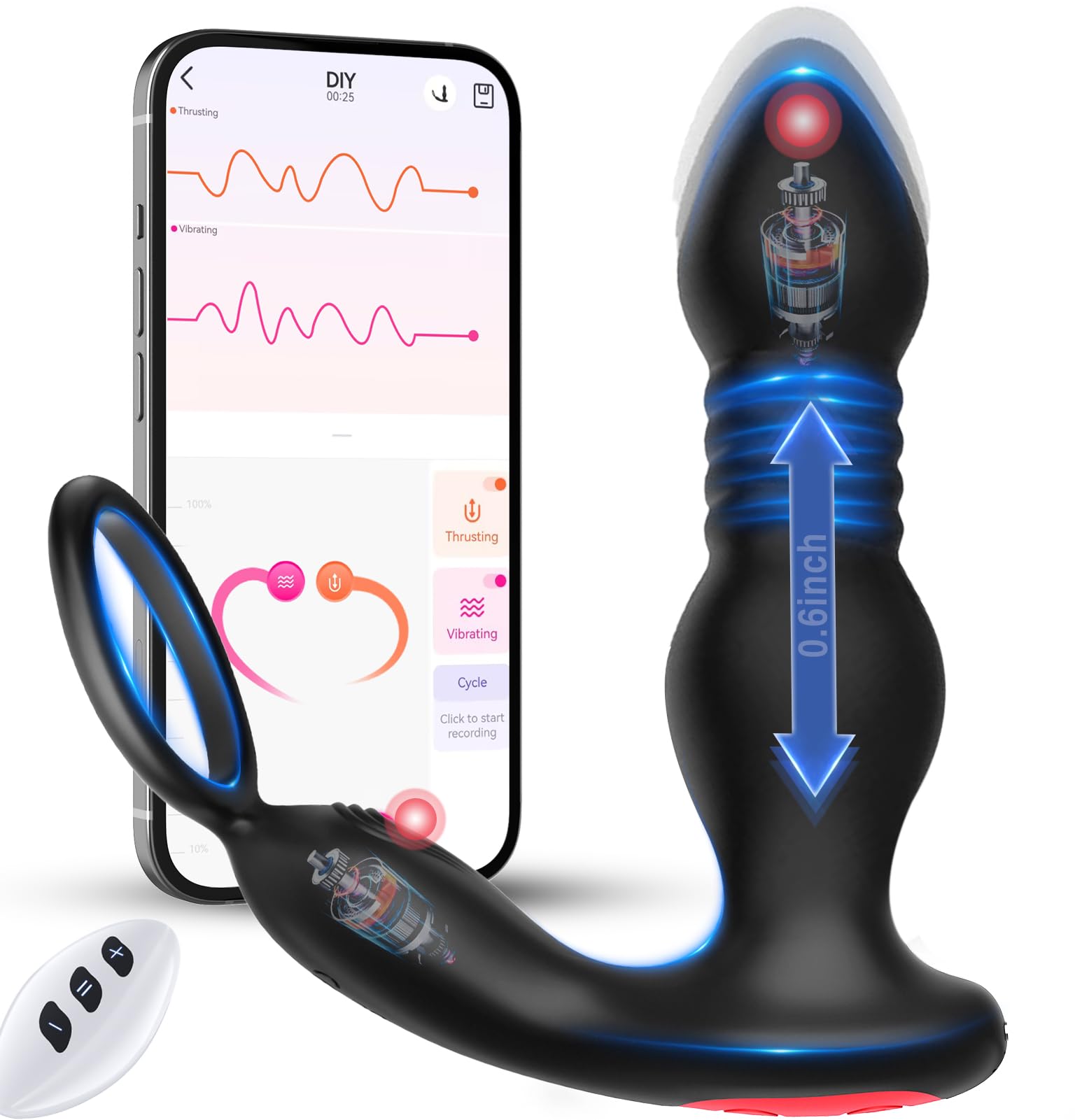Smart Thrusting Prostate Massager – Vibrating Anal Plug with Remote Control & Cock Ring for Deep P-Spot Stimulation