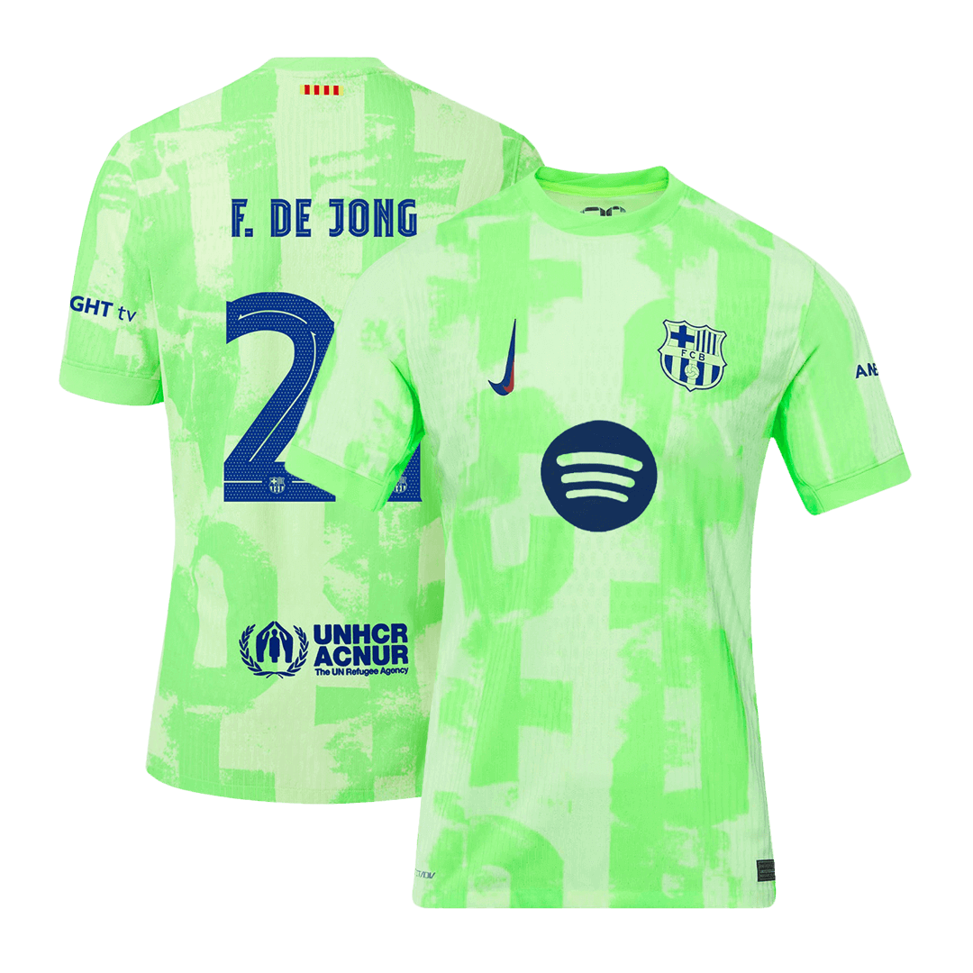 Authentic F.DE JONG #21 Soccer Jersey Barcelona Third Away 2024/25 UCL Spotify logo without text