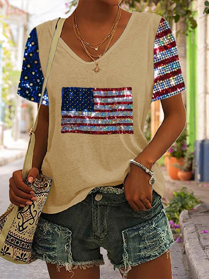 Women's Independence Day Printed Casual T-Shirt