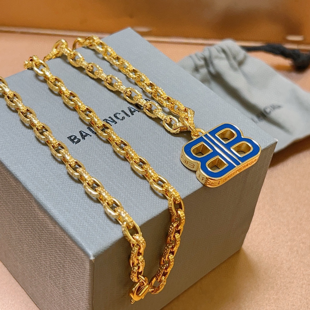 Balenciaga Blue BB Chain Necklace
