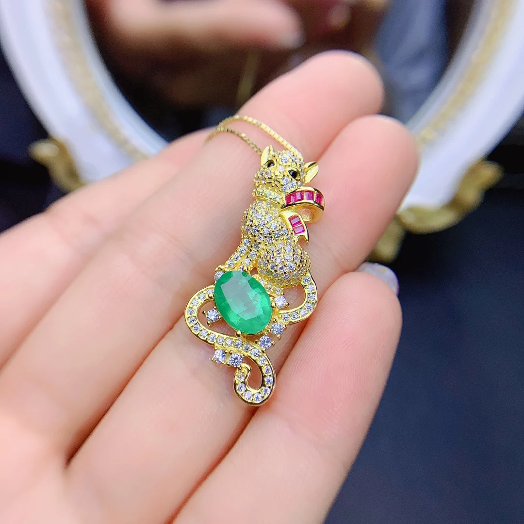 Emerald Tanzanite Silver 925 Jewelry Women's Gem Pendant 925 Sterling Silver Women's Luxury Necklace Free Christmas shipping