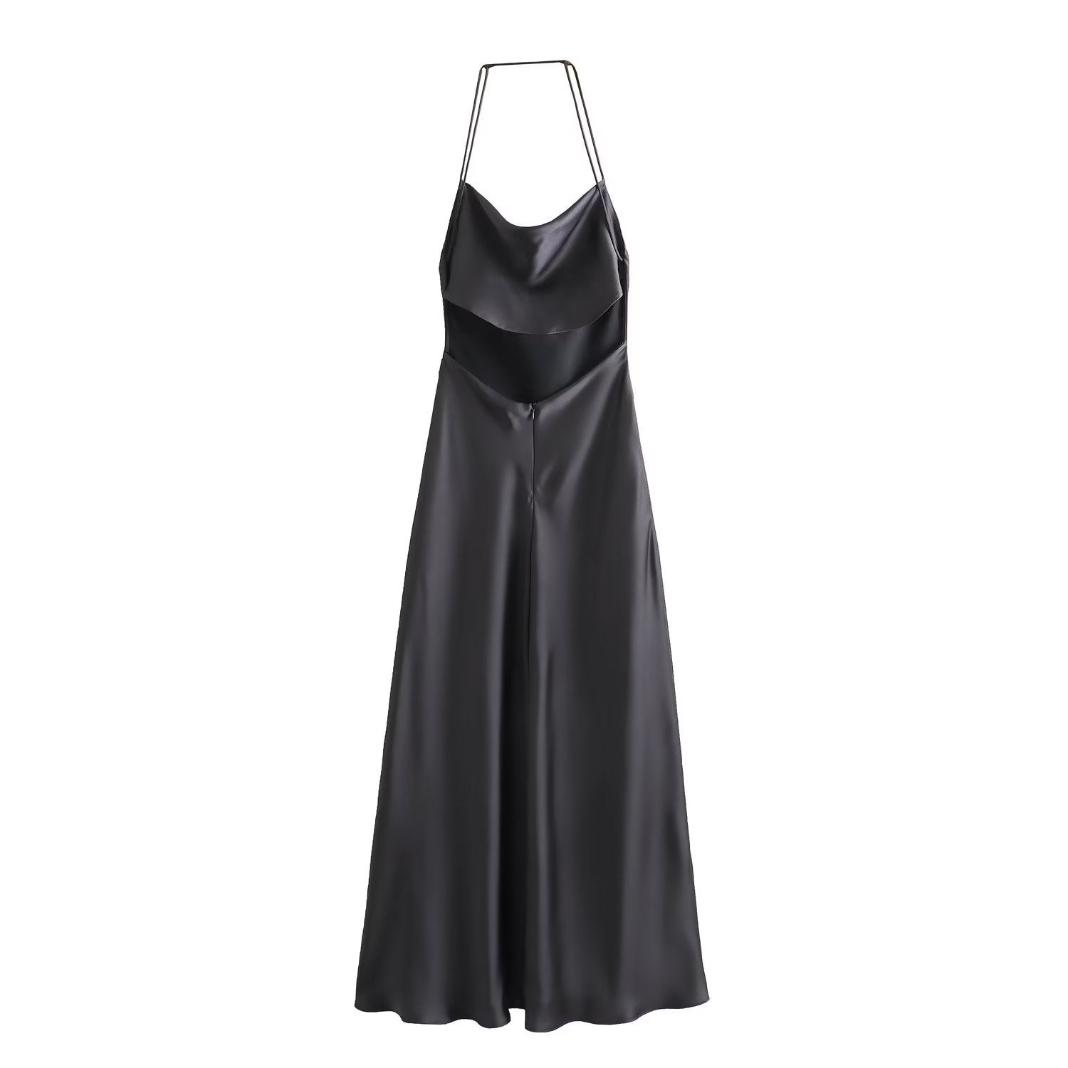 Women's High-Waisted Backless Midi Dress in European and American Style