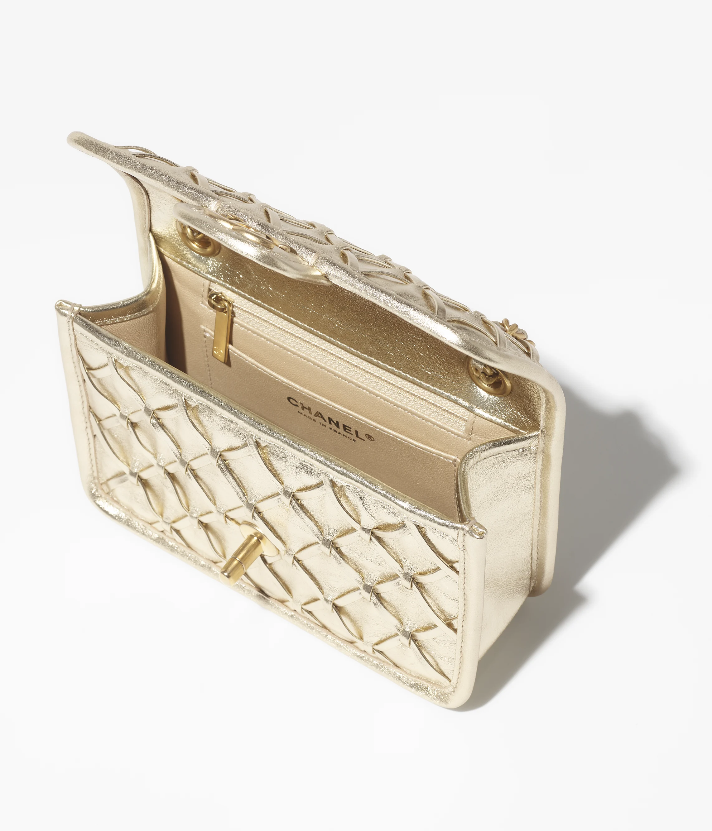 Chanel Mini Flap Bag Metallized Braided Calfskin & Gold-Tone Metal Gold AS4797-B20071-U0509