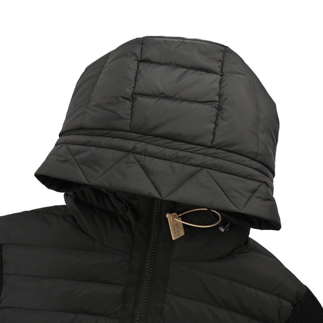 Moncler 24Fw sleeve patchwork knitted hooded lightweight down jacket