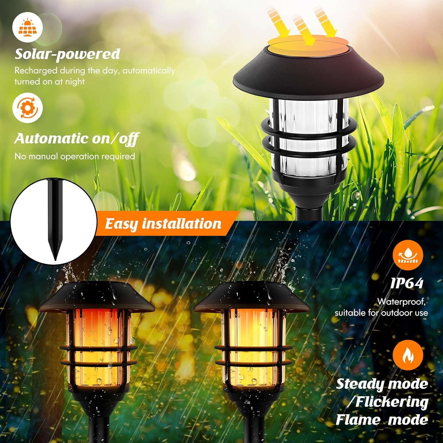 🔥Last Day 40% OFF🔥Extra-Tall Flickering Flame Solar Outdoor Lights