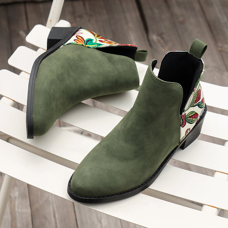 Step into Autumn and Winter with Style in Flowers Printed Ankle Boots