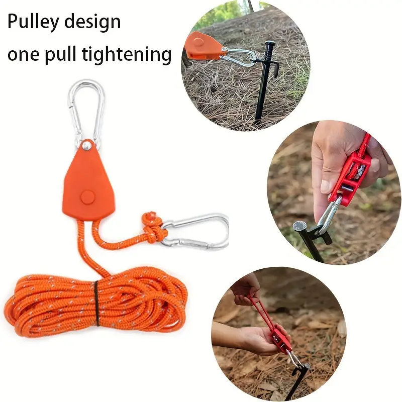 ⛺⛺Ratchet pulley rope hanger tent reflective wind rope