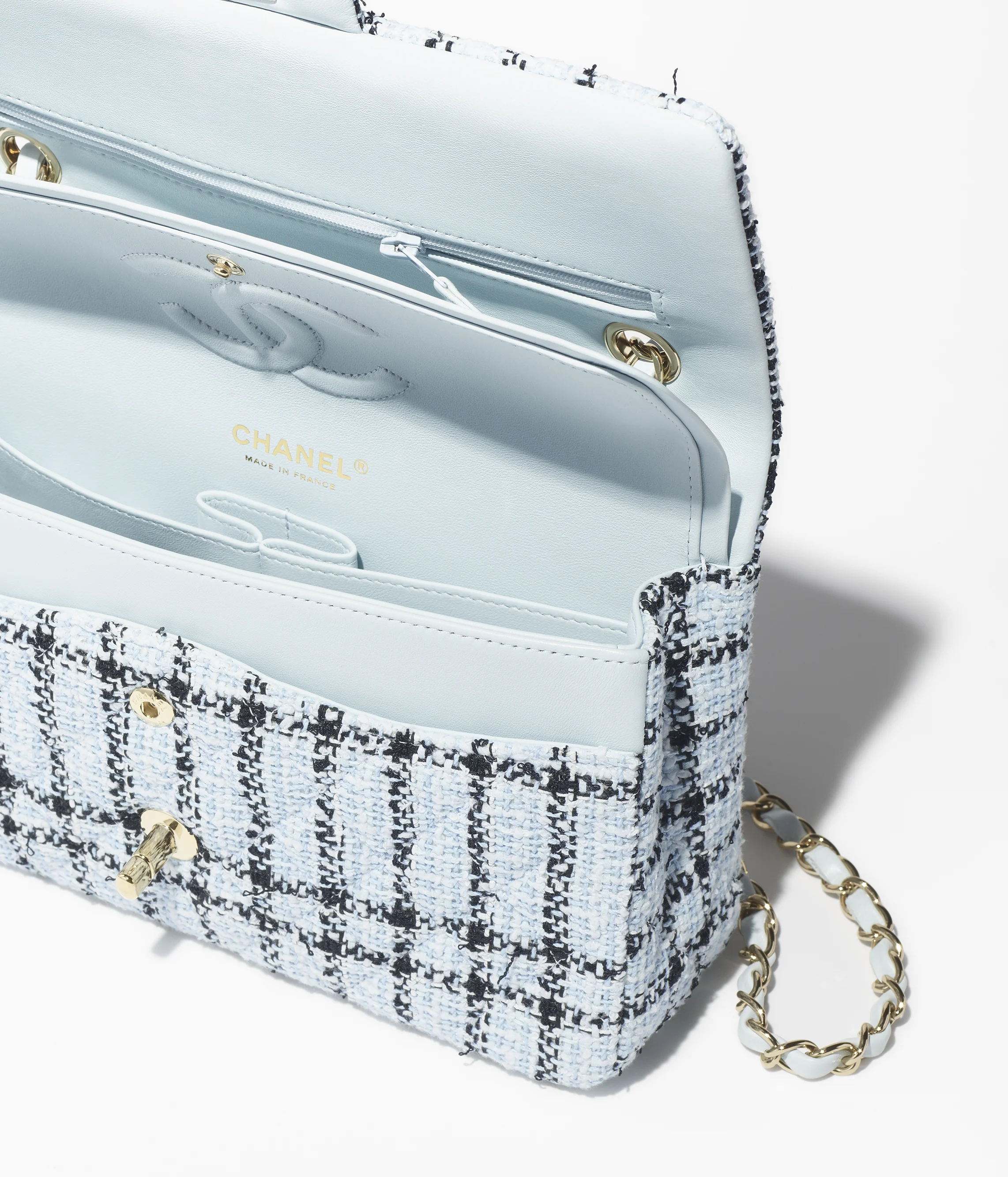 Chanel Classic 11.12 Handbag Light Blue Tweed A01112-B20599-NAGGC
