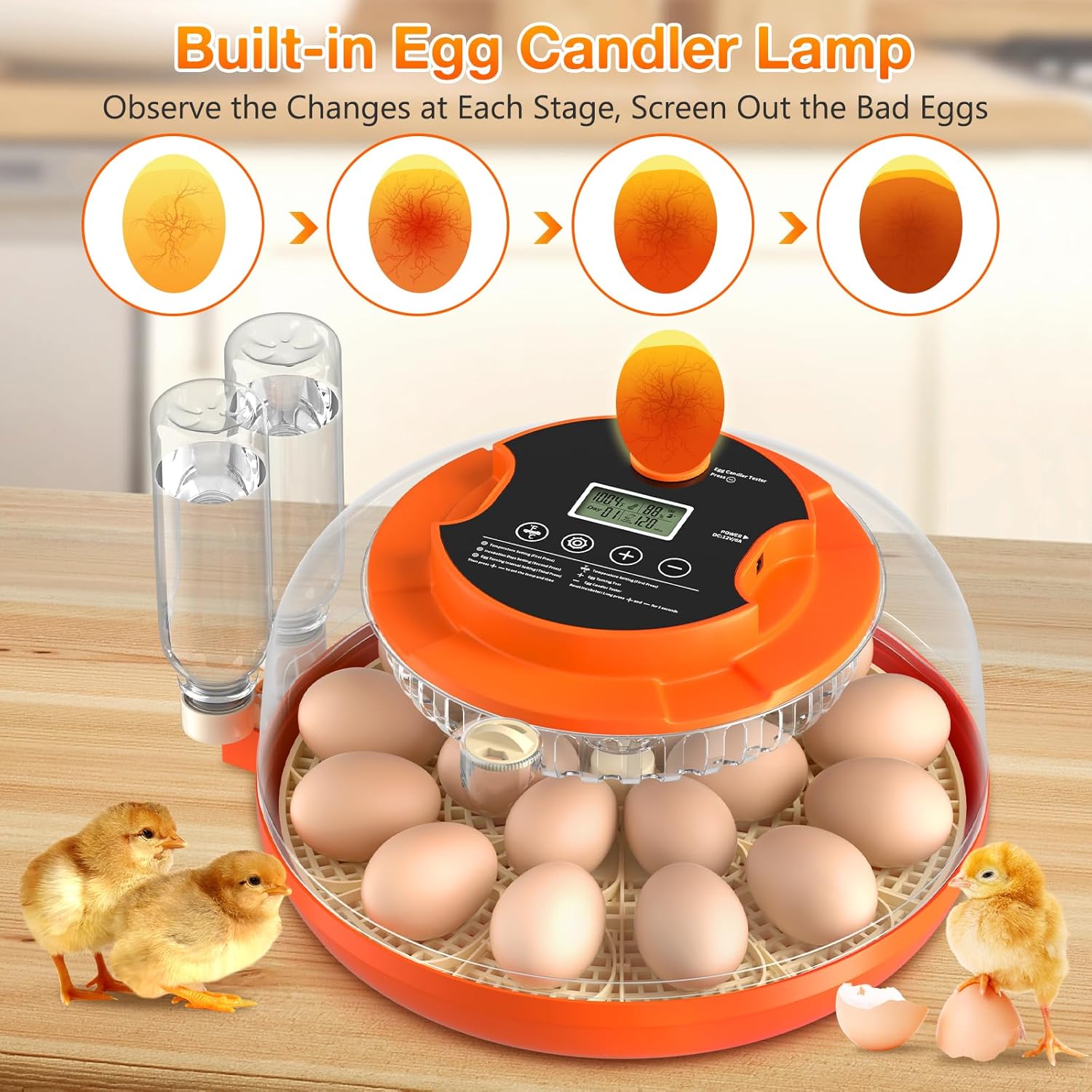 18 Egg Incubator with Automatic Egg Turning and Humidity Control, Incubators for Hatching Eggs, Chicken, Ducks, Goose, Pigeon, Quail, Parrot Incubator for Farm