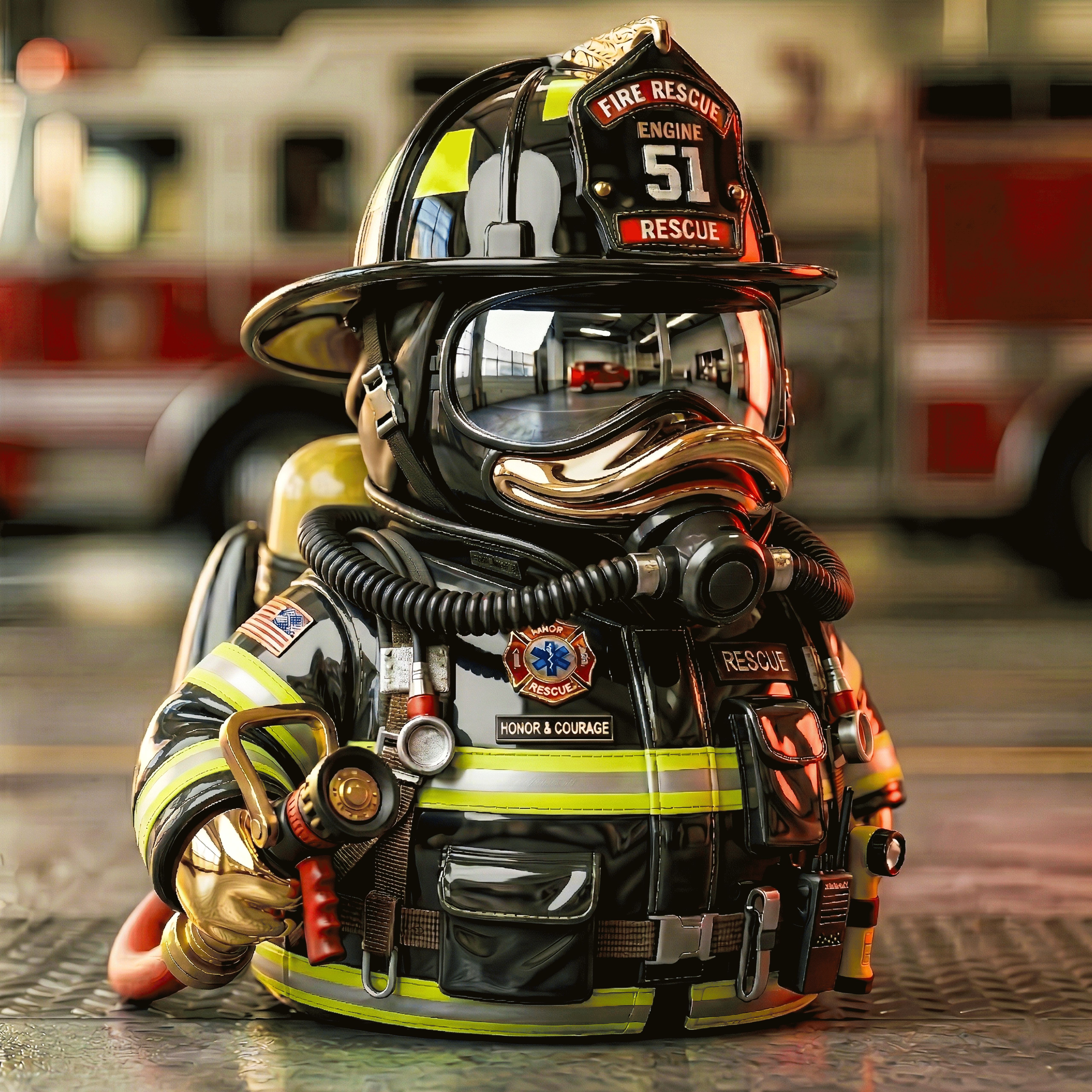 🚒 Brave Hearts: Firefighter Tribute Duck – Honor & Courage 🦸‍♂️