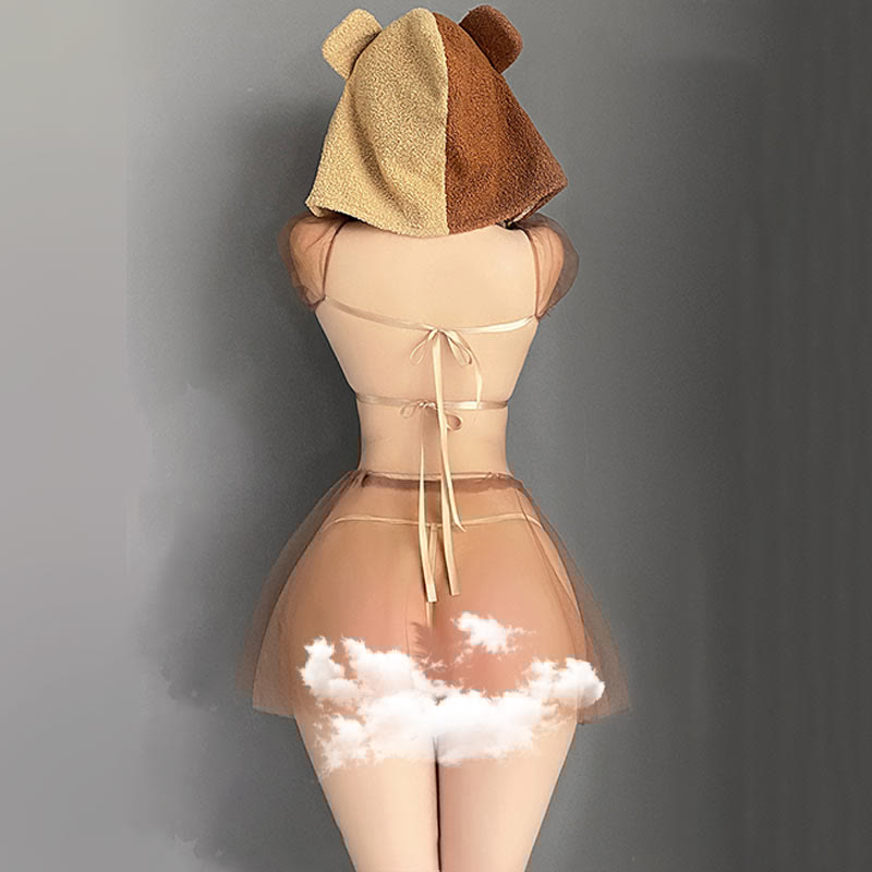 Cosplay Bear See Though Bikini Lingerie Set