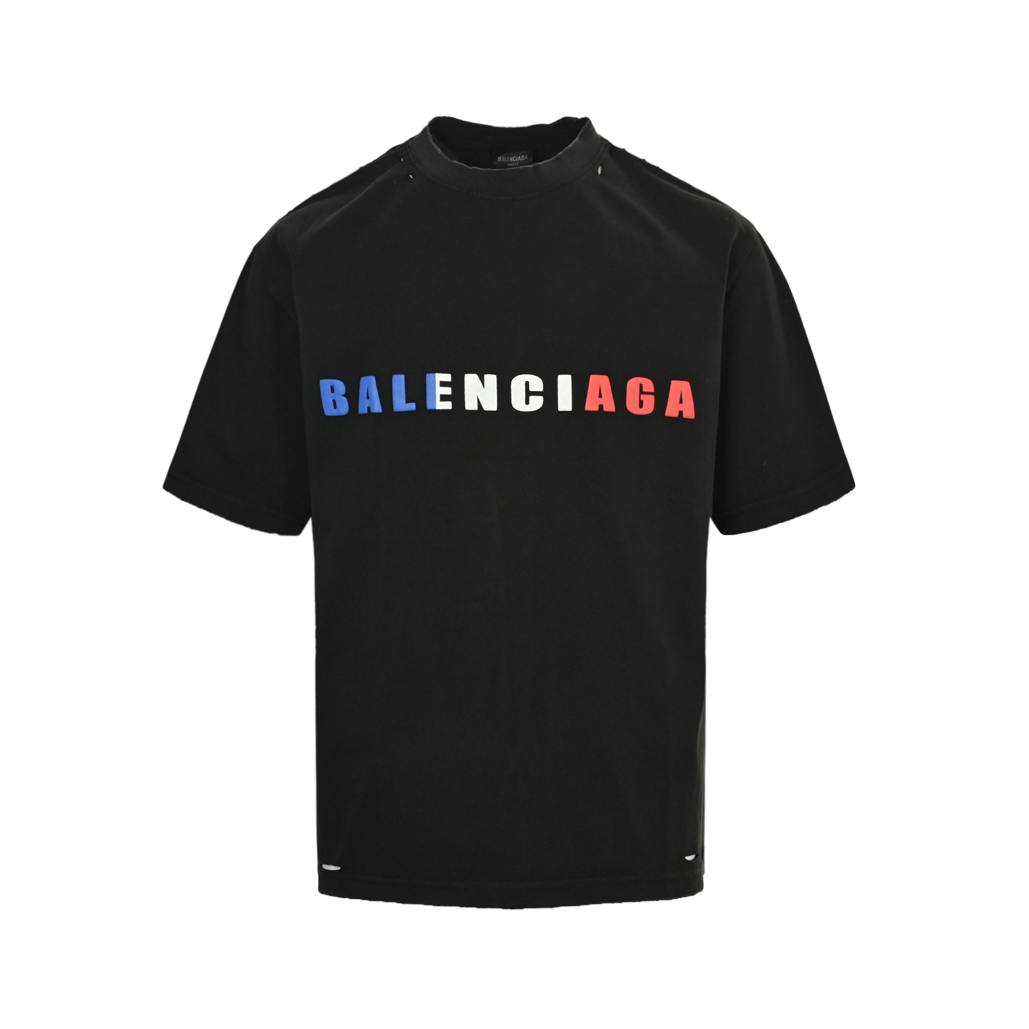 Balenciaga 25ss contrast color letter foam print short sleeves