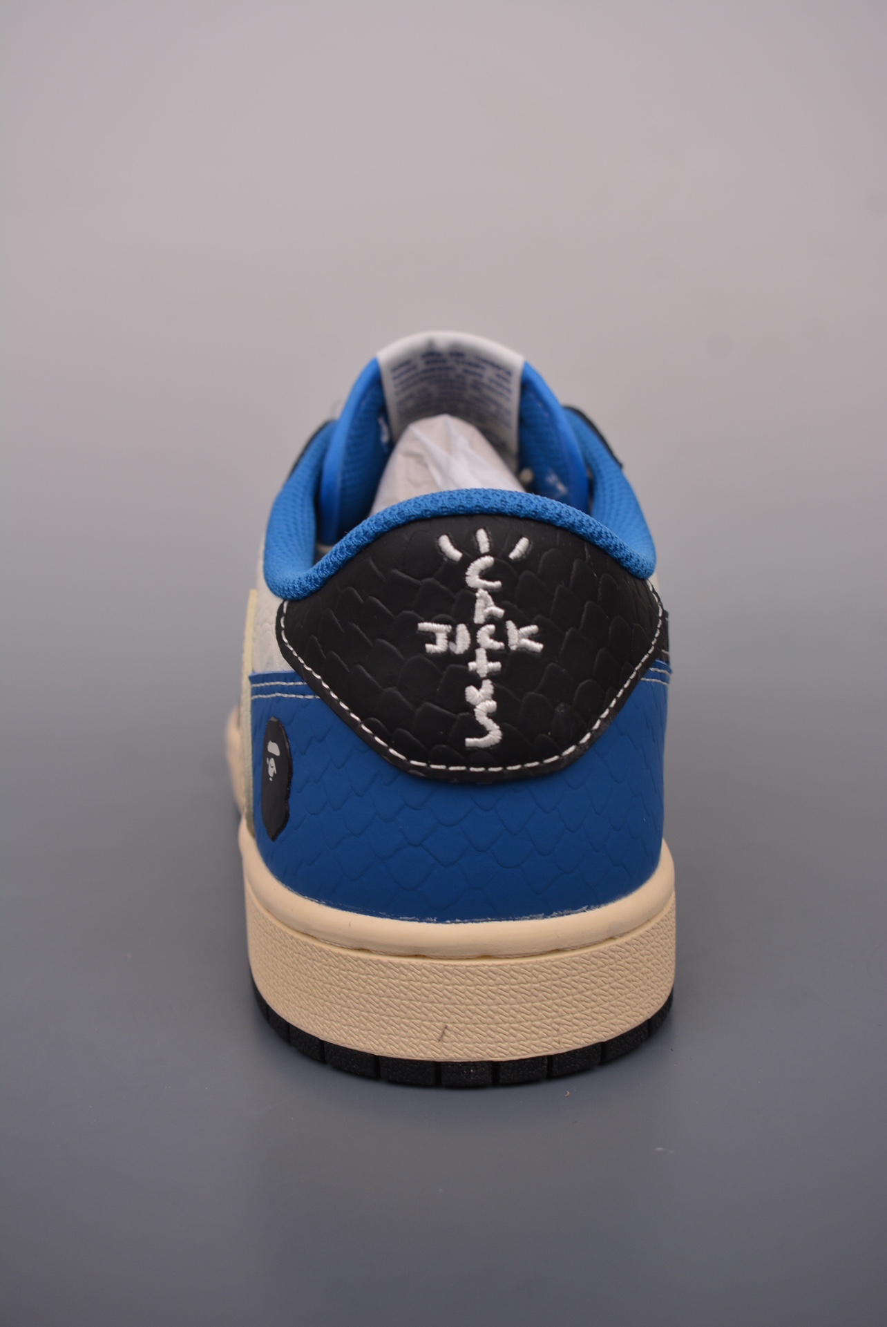 BAPE x Travis Scott x Nike Air Jordan 1 Low OG SP White Black Blue XZ2828-001