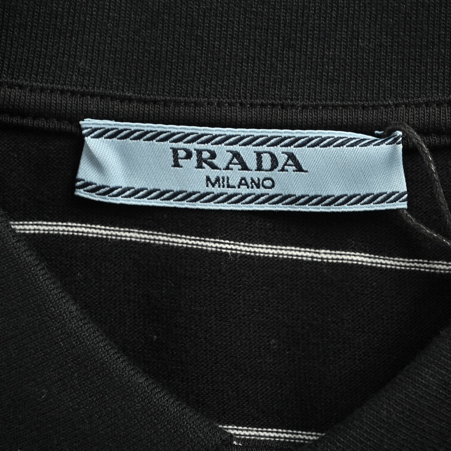 Prada 25ss triangle striped Polo short-sleeved shirt
