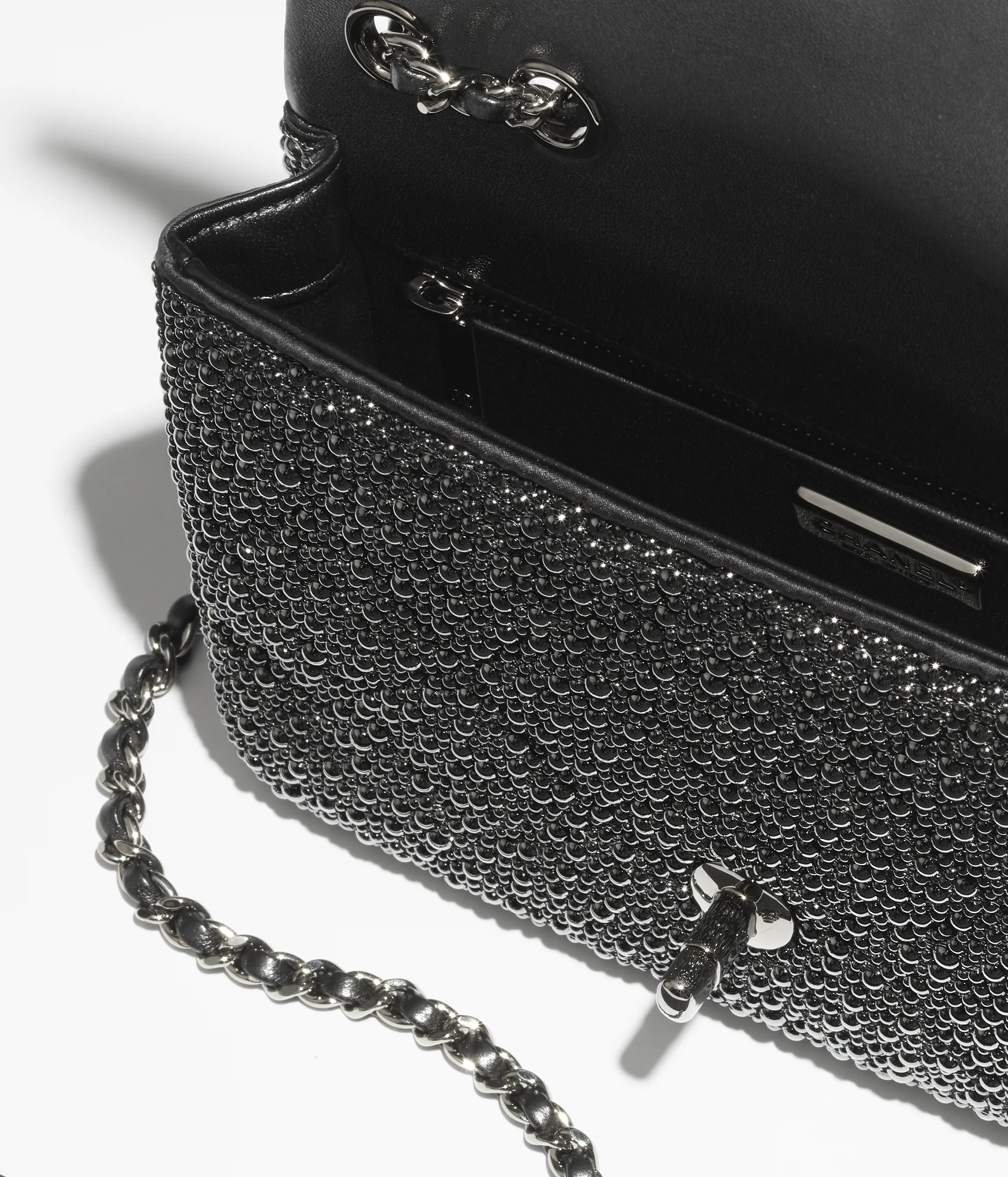 CHANEL Evening Bag Strass, Silver-Tone Metal Black AS4297-B18734-94305