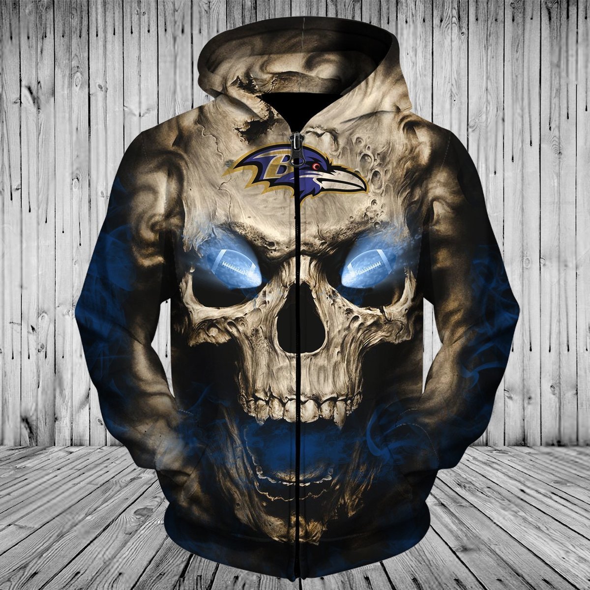 RAVENS 3D HOODIE SKULL53