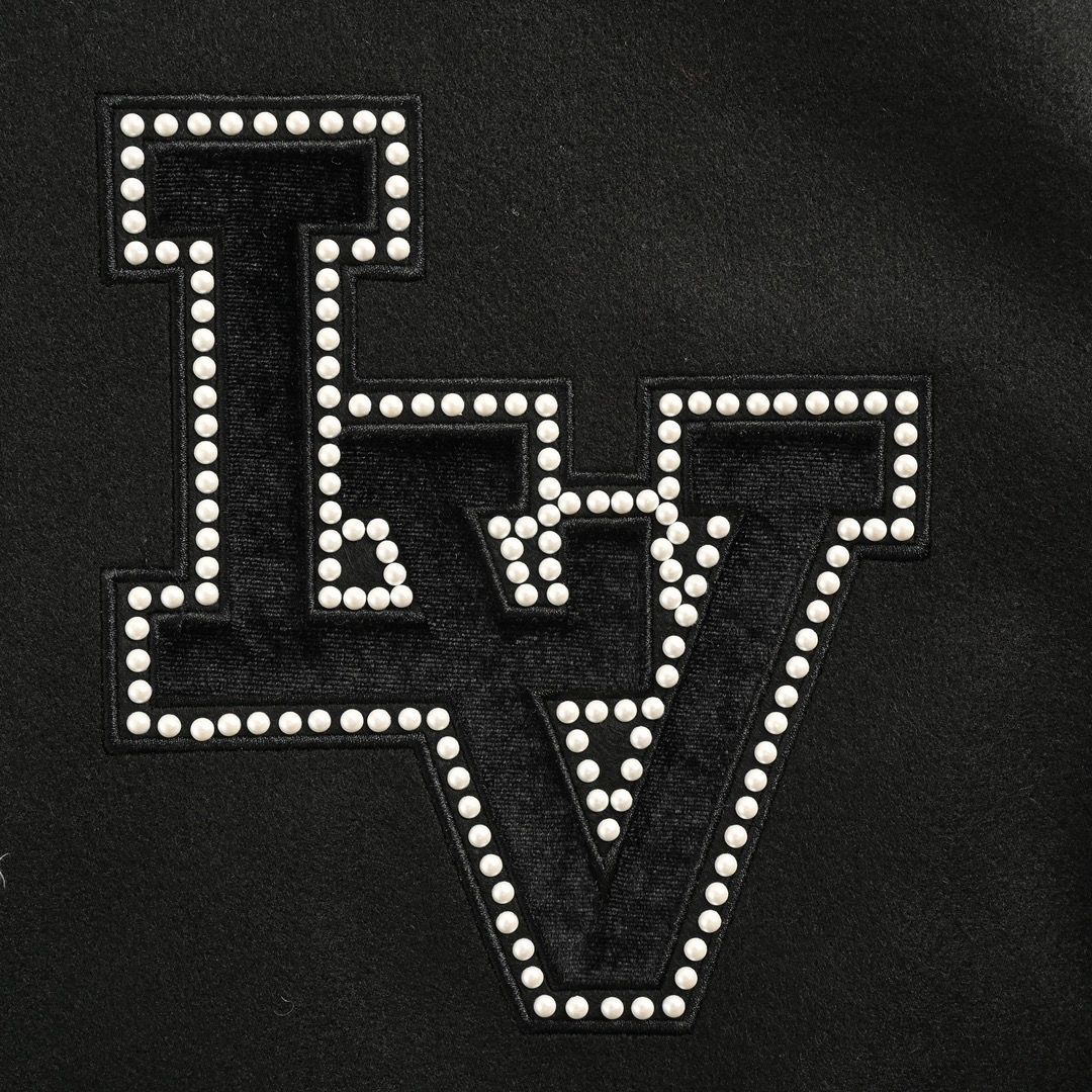 Louis Vuitton 24Fw pearl embroidered lettering baseball jacket