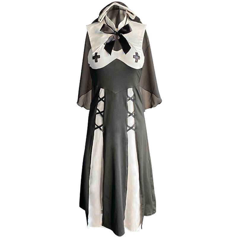 Nun Cross Slit Lingerie Dress Set