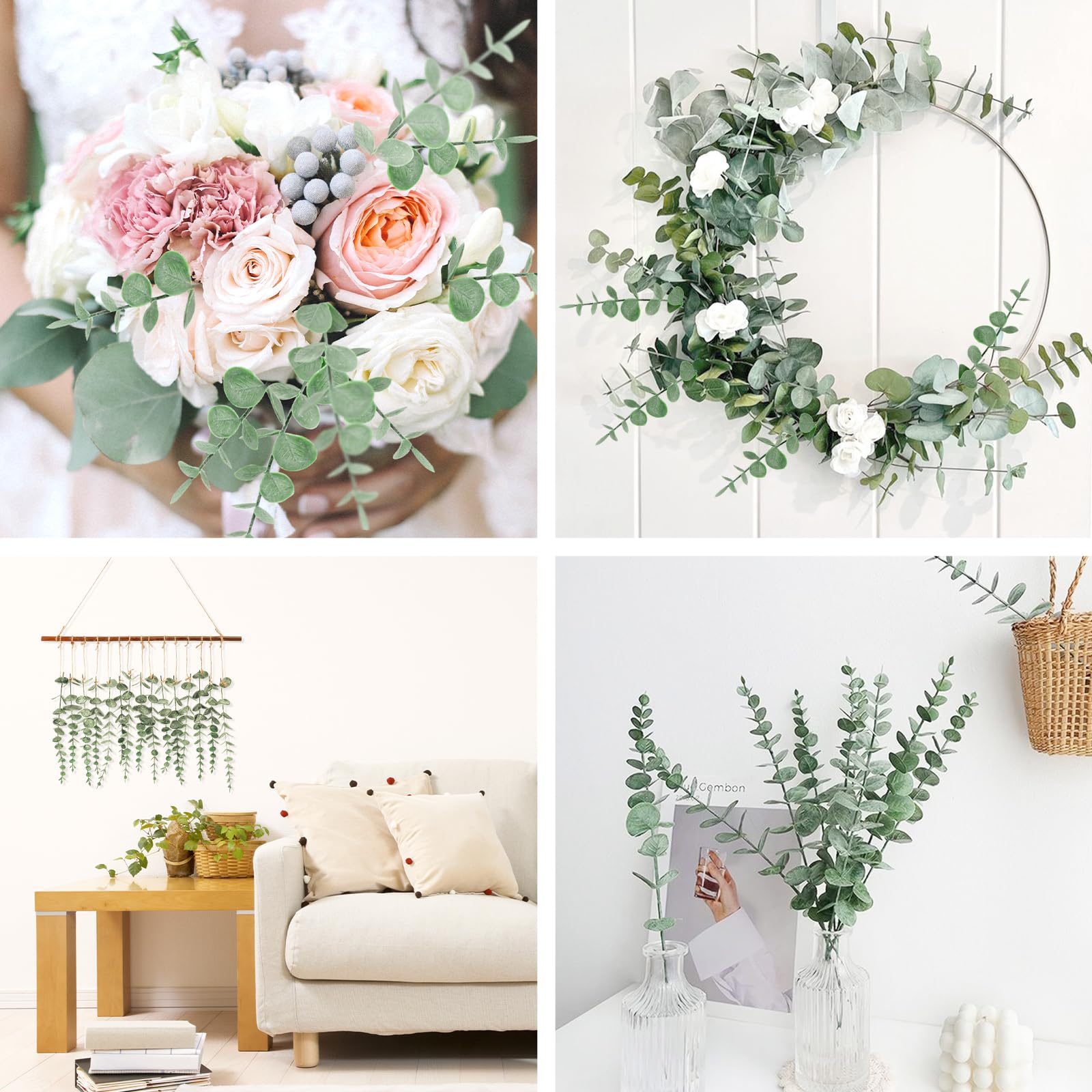 24pcs Eucalyptus Stems Artificial Eucalyptus Leaves