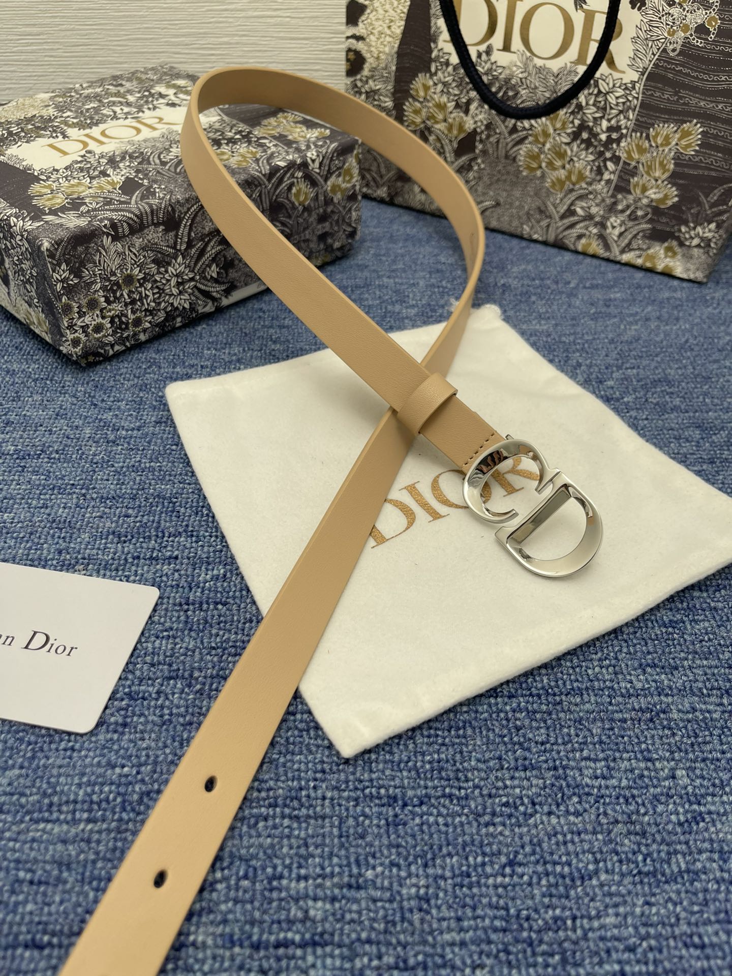 Dior CD buckle leather belt 2.0CM wide
