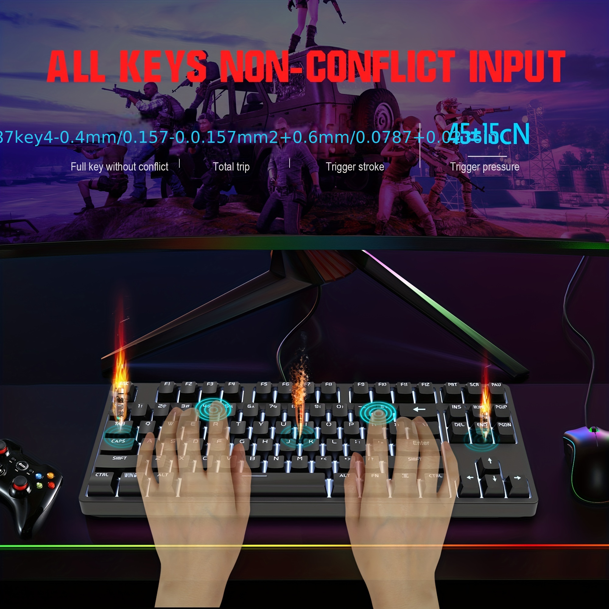 Compact 87-Key Mechanical Gaming Keyboard with Red Switches & Custom PBT Dye Sublimation Keycaps