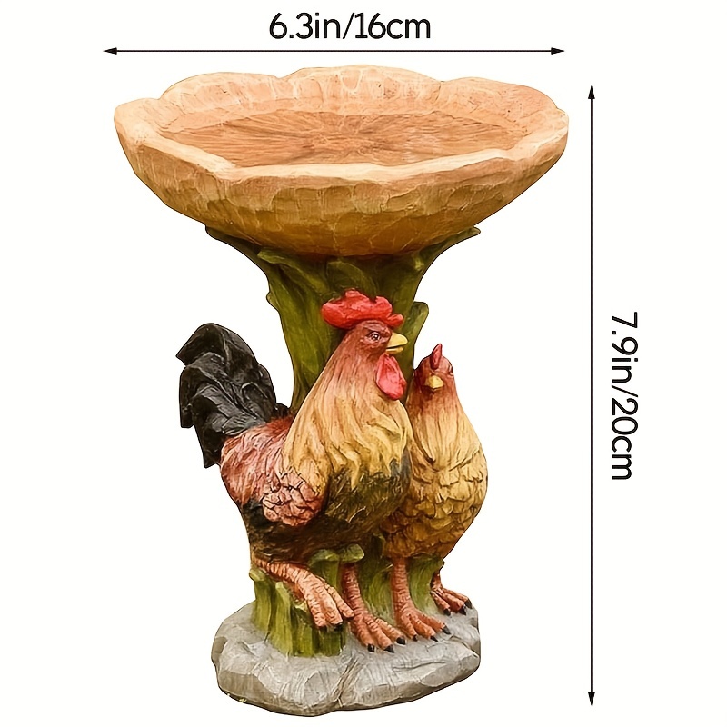 1pc Chicken Resin Statue Bird Feeder, Garden Yard Patio Lawn Outdoor Decoration Fairy Garden Accessories