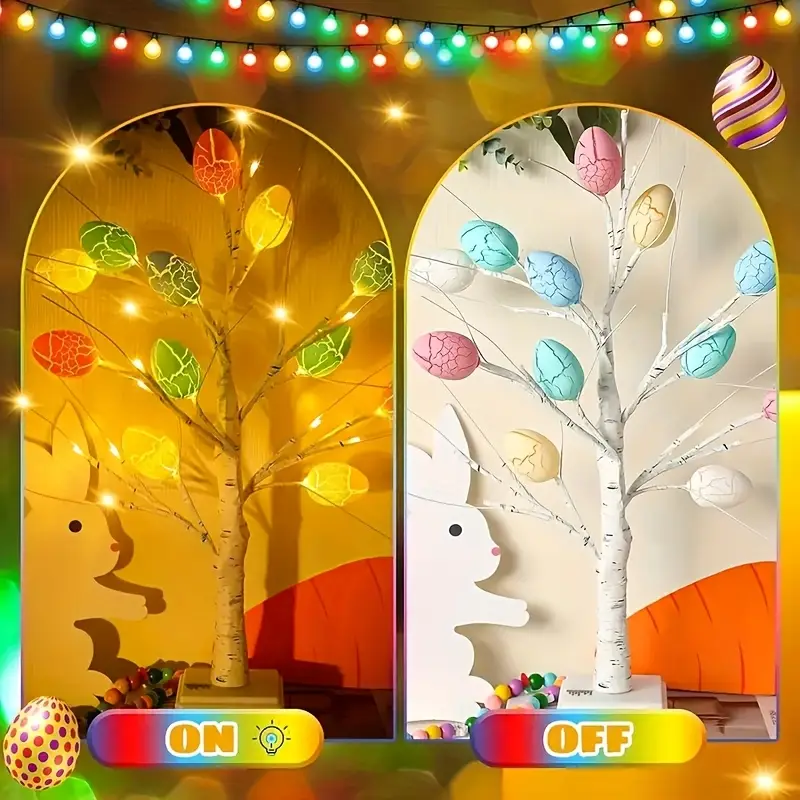 Easter Birch Tree Egg Decorative Lights💥（Free 24 eggs of random colors）