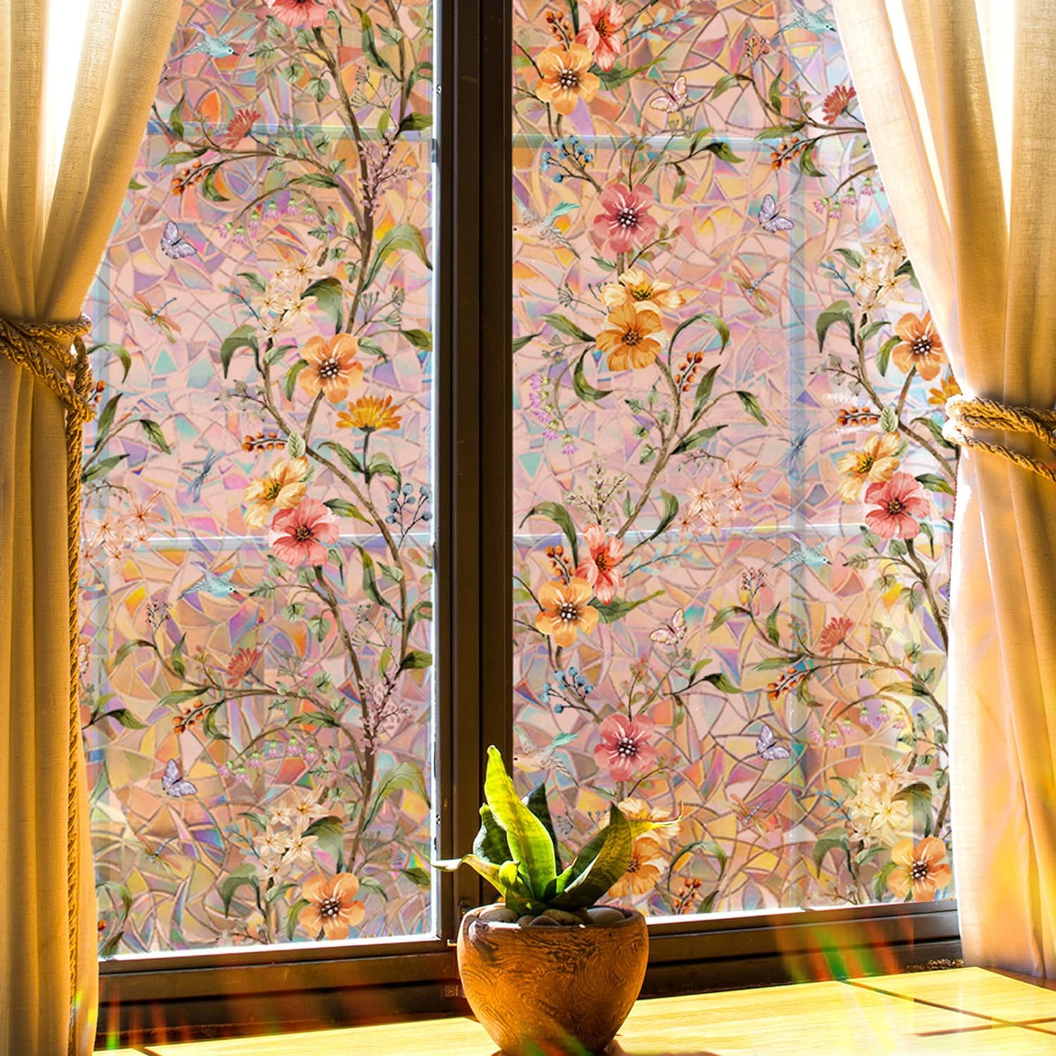 🔥On Sale🔥Stained Floral Pattern Glass Window Film