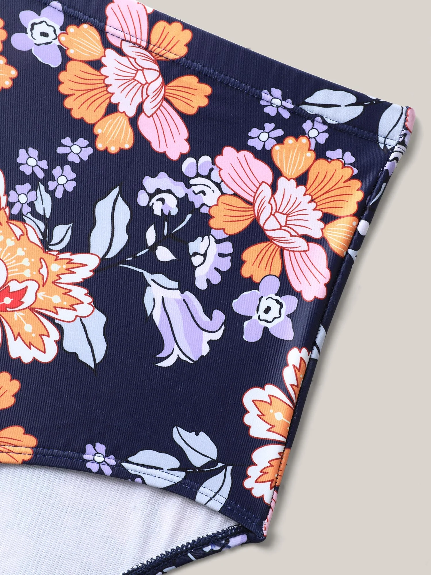 Floral Print Surplice Neck Swim Dress