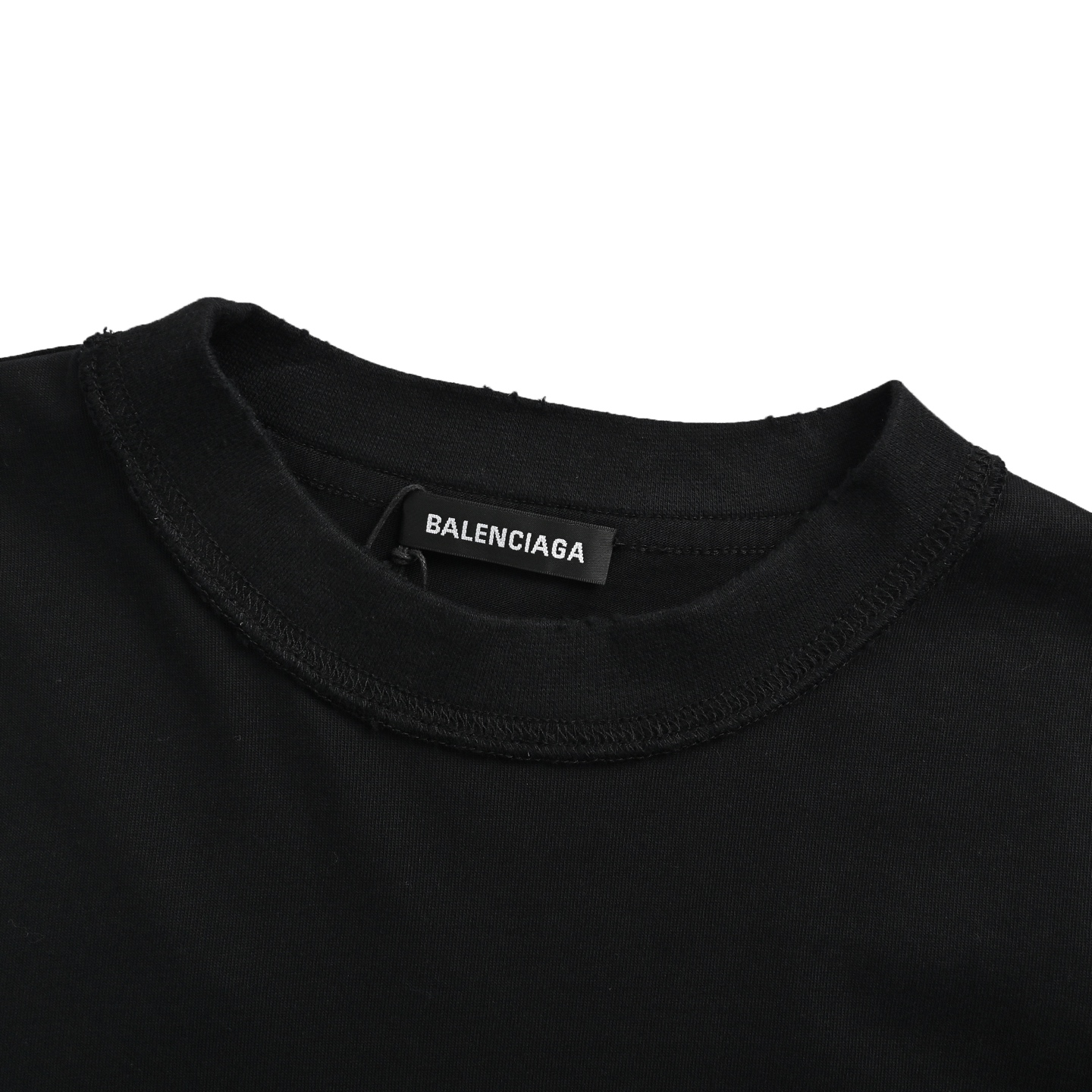 Balenciaga 25ss patch letter reverse stitching hole short sleeve