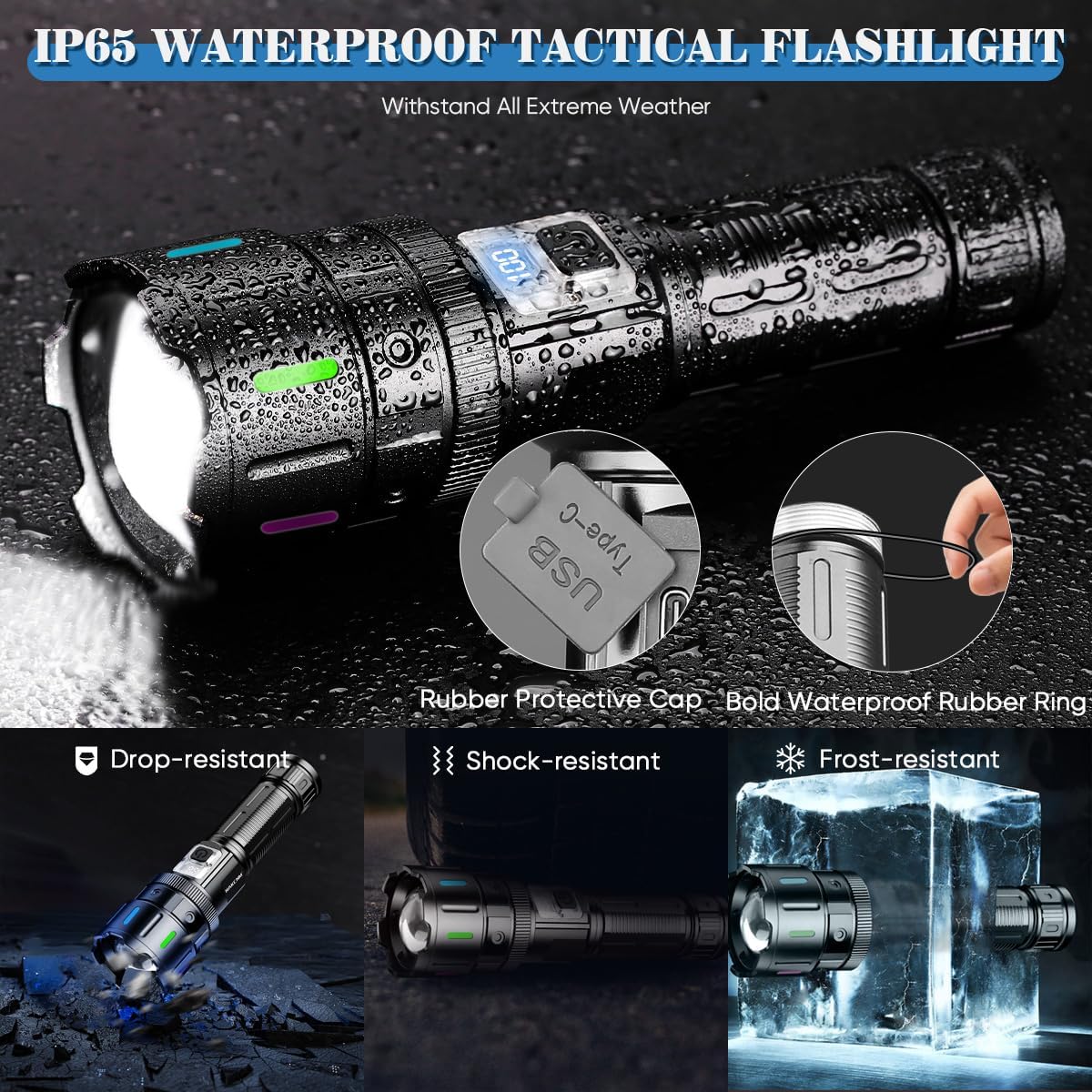 🔦💥1000000 High Lumen Electric Tactical Flashlight -5 Modes🔥 (Flash Sale - 50% Off)