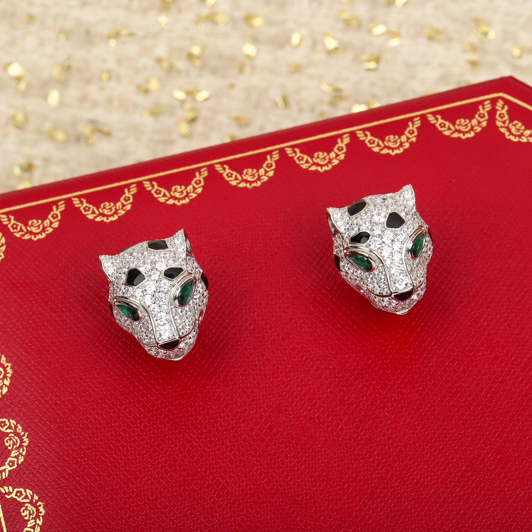 Cartier Cheetah Emerald Earrings