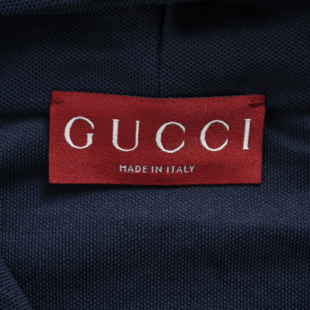 Gucci 24Fw striped lettering laminated zip-up hooded jacket