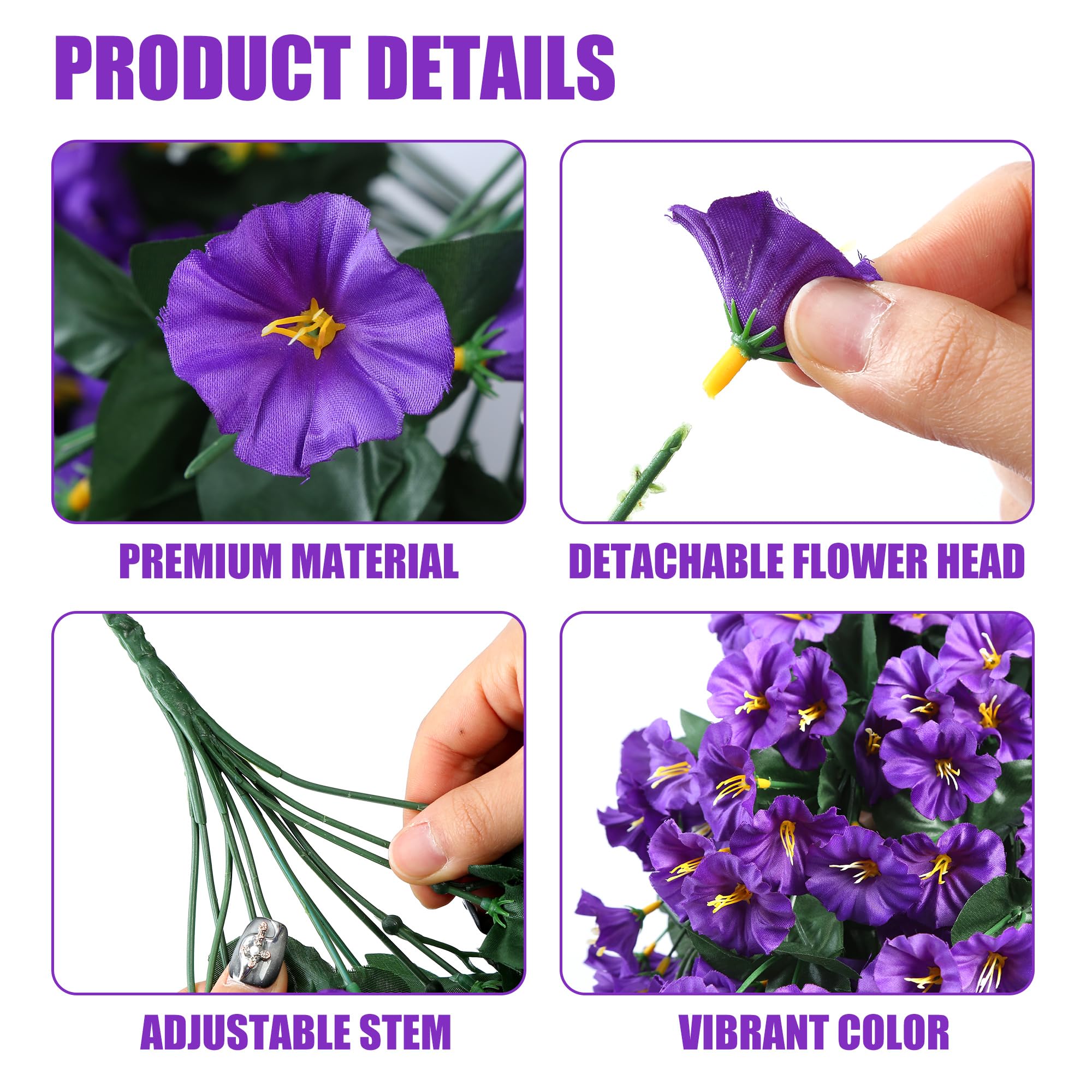 🔥Last Day 49% OFF🔥4PCS Faux Silk UV Resistant Realistic Morning Glory Trailing Vines