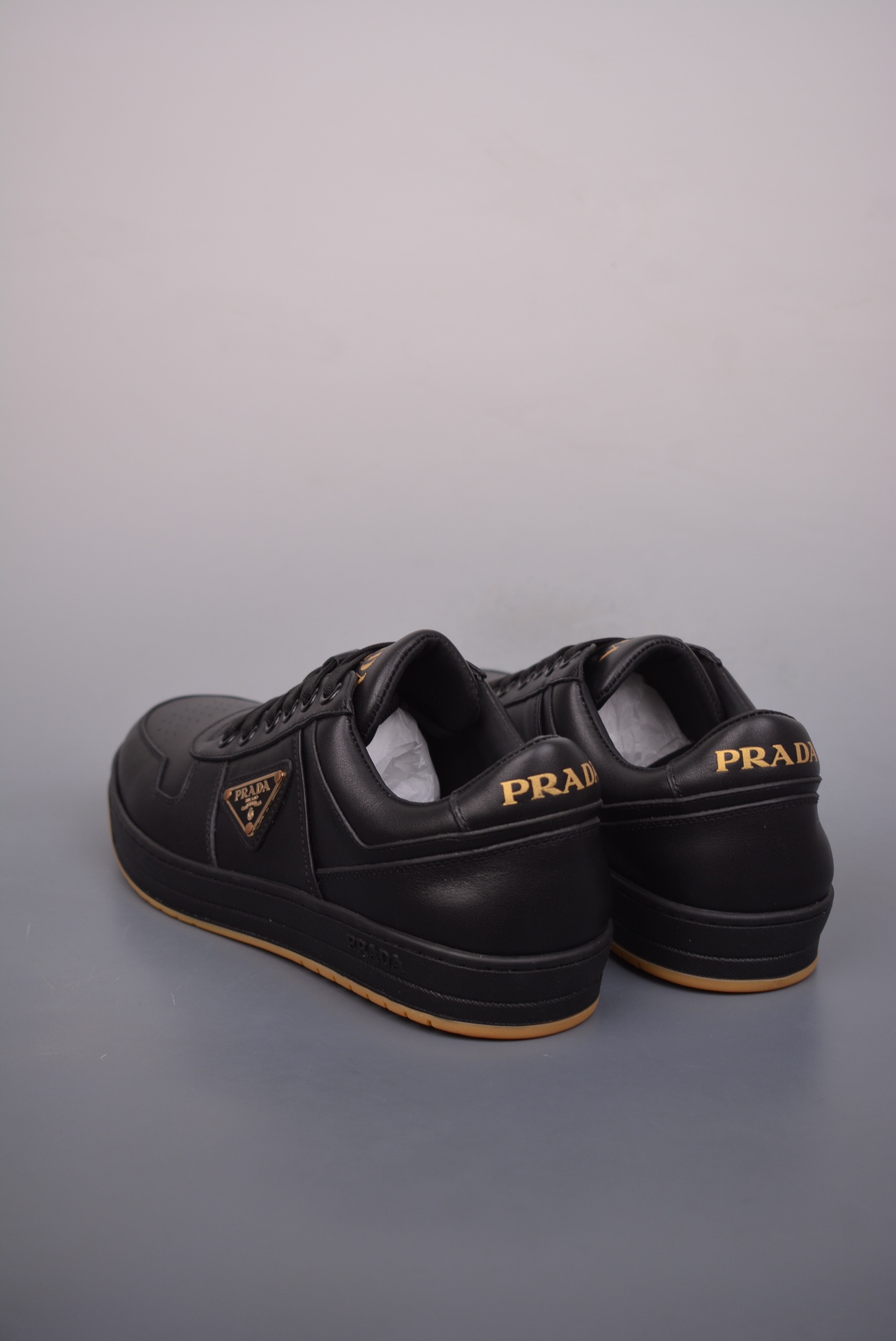 Prada Downtown Low Sneakers Black Gold Label