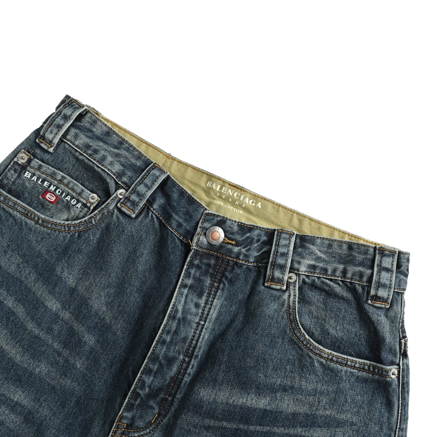 Balenciaga 25ss pocket embroidery washed distressed straight loose jeans