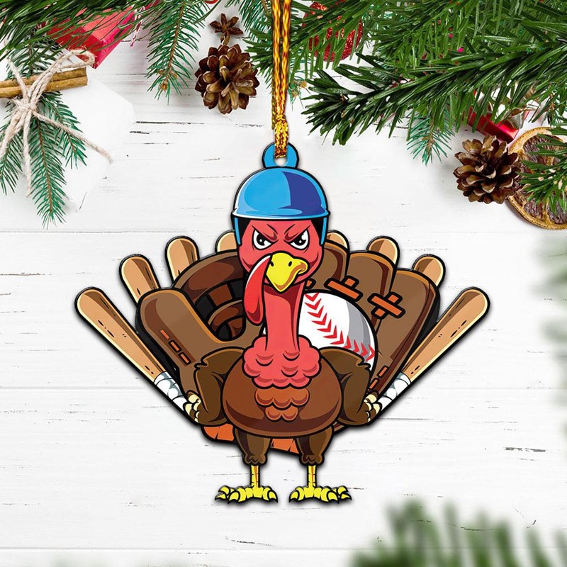 Baseball Turkey Christmas Ornament