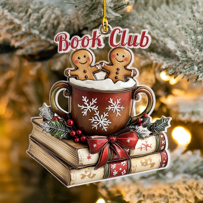 📚Bookworm Christmas Ornament