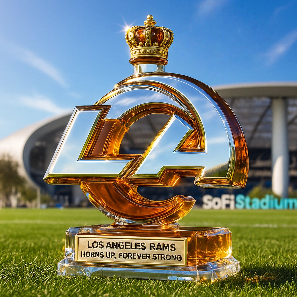 Rams commemorative whiskey bottle