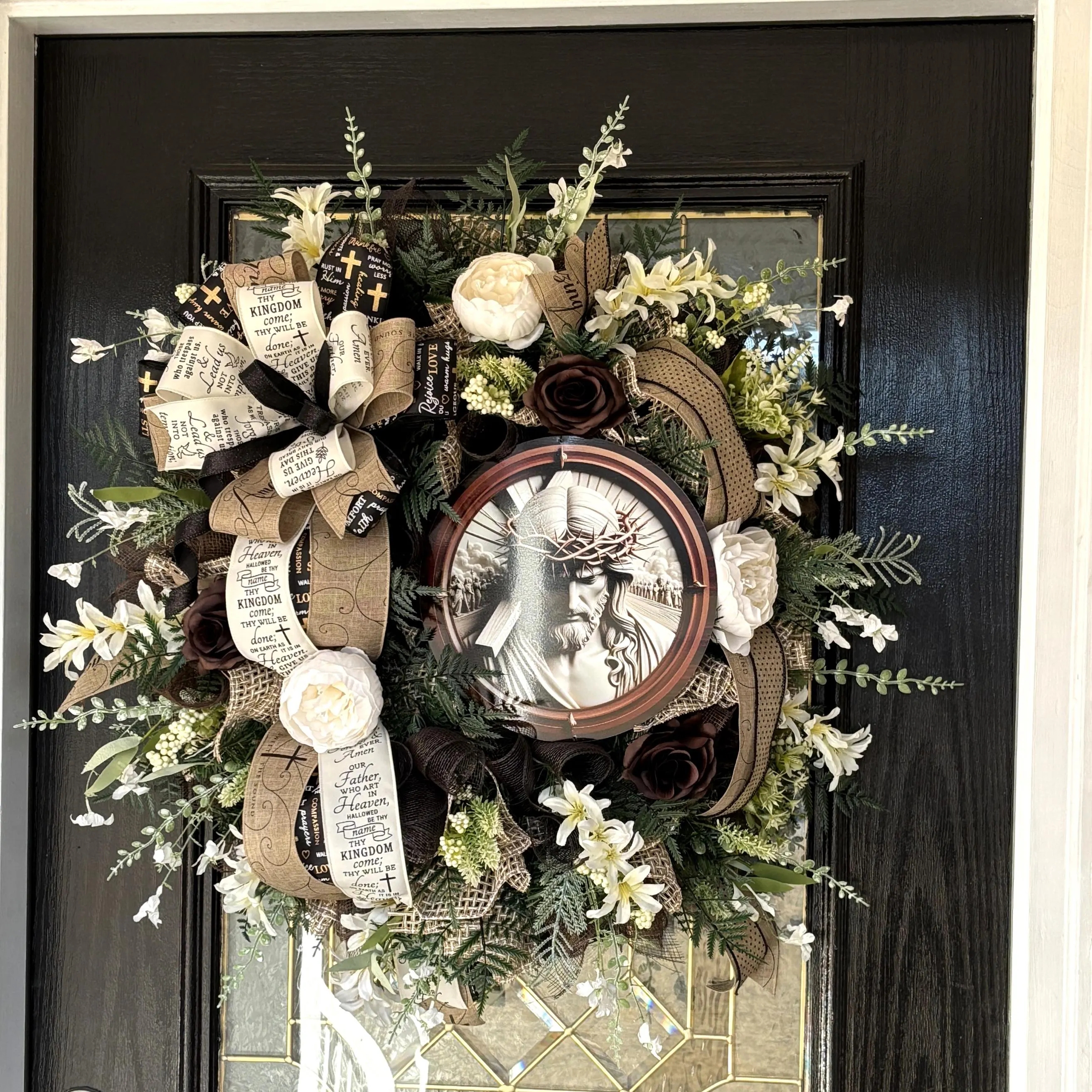 Our Father Who Art in Heaven Wreath, Easter Wreath, Amazing Grace Decor, He is Risen