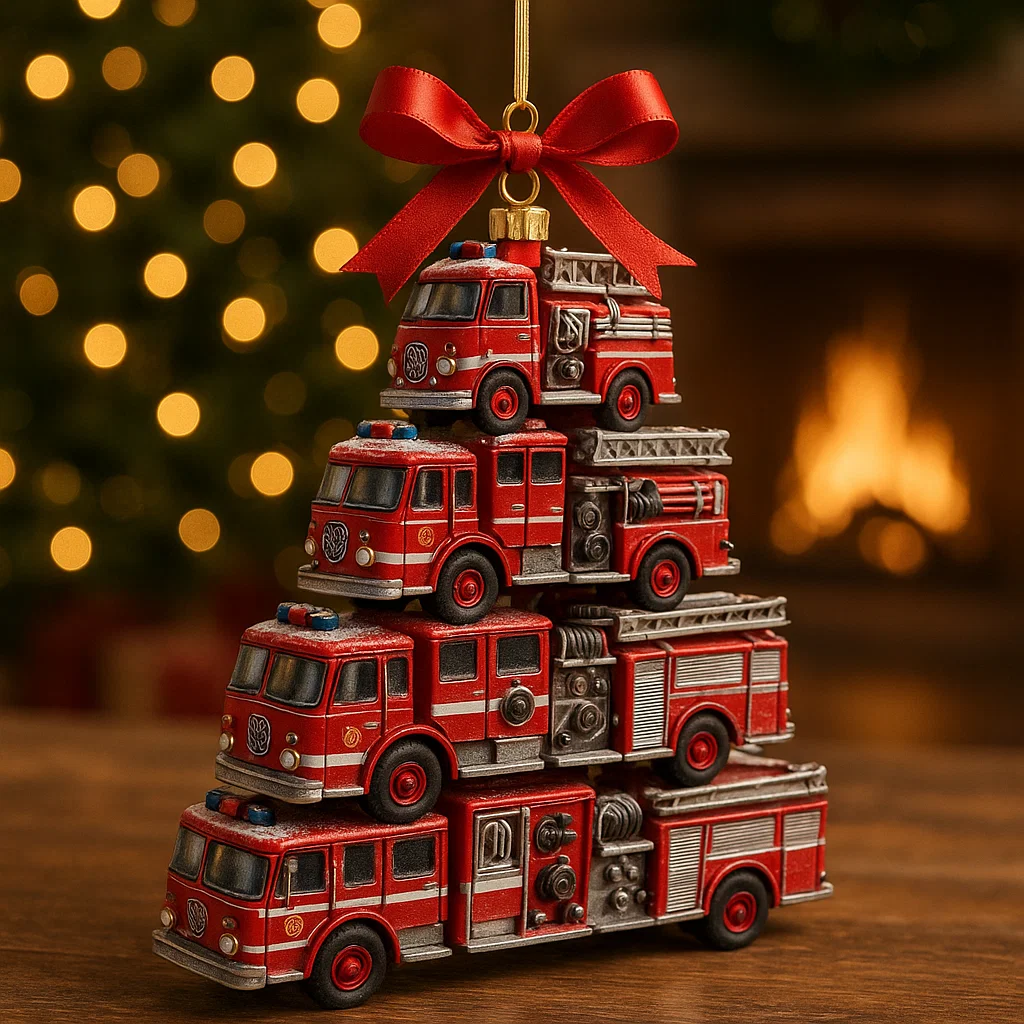 Fire truck-shaped Christmas ornaments